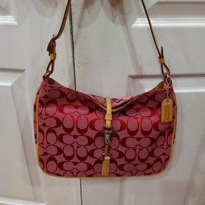 COACH EUC  Red and Tan Leather Hobo